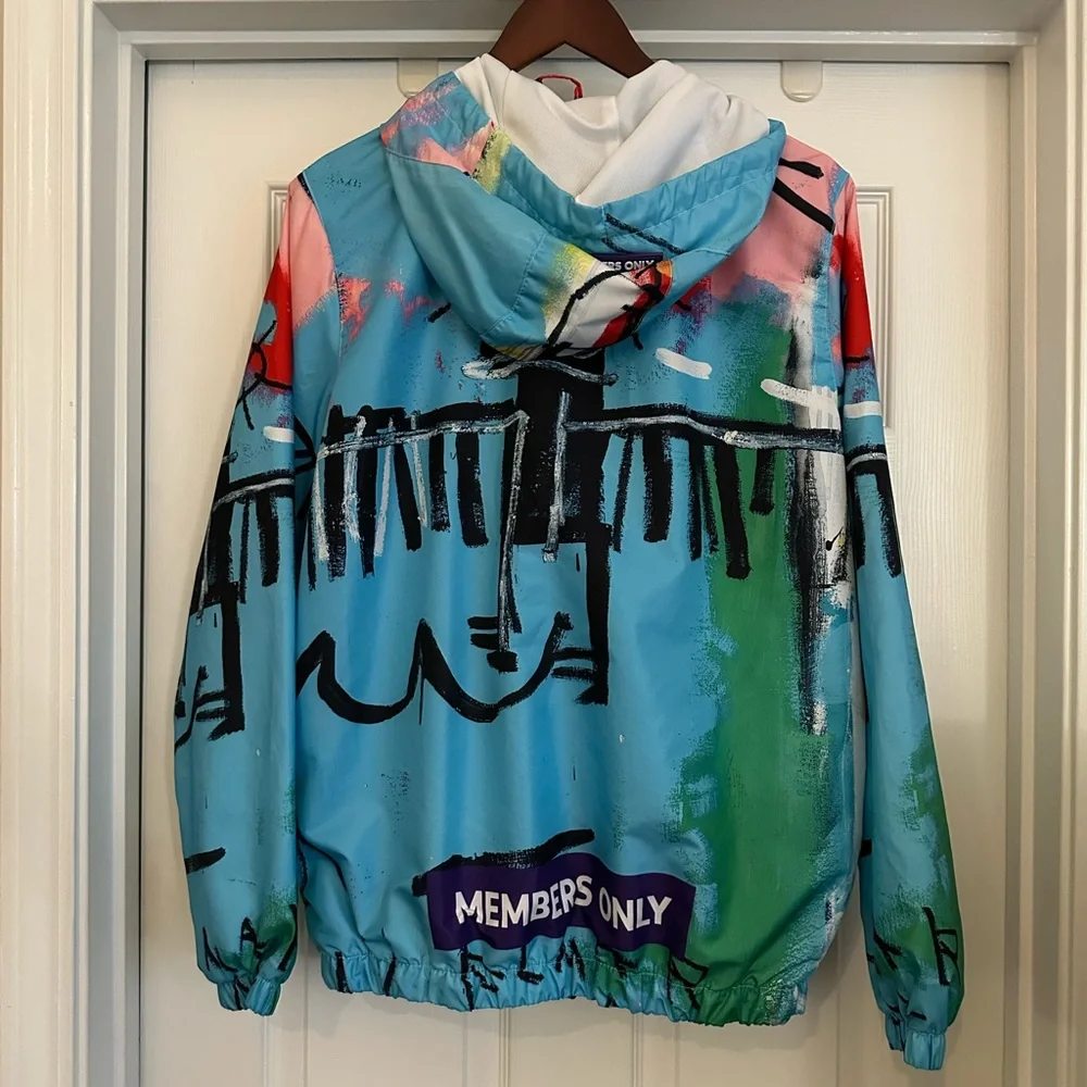 Jean Michel Basquiat X Members Only Jacket Mens Small Windbreaker Streetwear‎